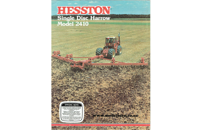 Hesston 2410 Single Disk Harrow Sales Brochure