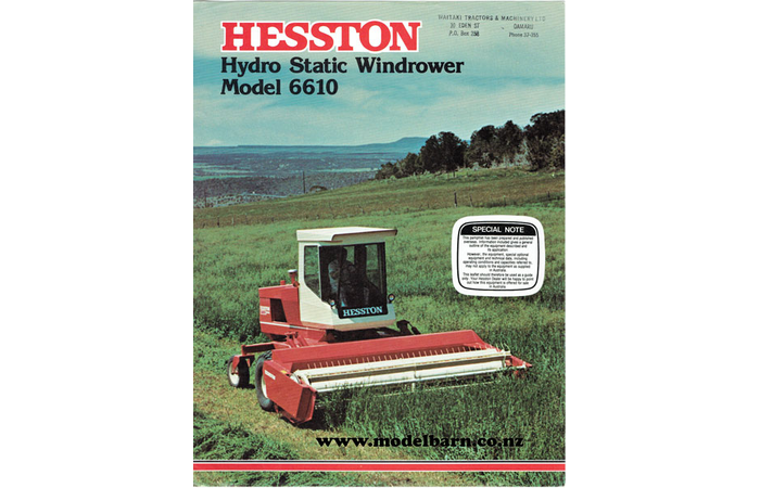 Hesston 6610 Hydro Static Windrower Sales Brochure