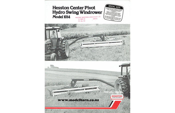 Hesston 1014 Center Pivot Hydo Swing Windrower Sales Brochure