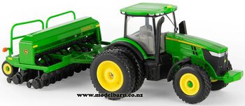 1/64 John Deere  7215R with Duals & John Deere 1590 Seed Drill Set-farm-equipment-Model Barn