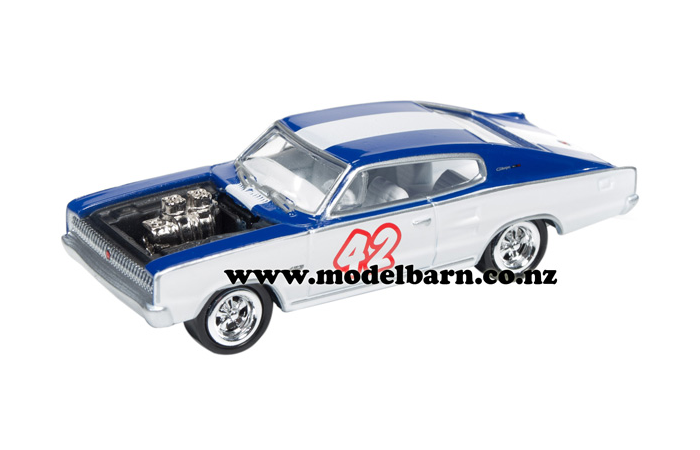 1/64 Dodge Charger Hot Rod (1966, white & blue) - Vehicles-Dodge, RAM & SRT  : Model Barn - Johnny Lightning Obsolete