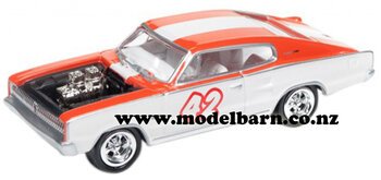 1/64 Dodge Charger Hot Rod (1966, white & orange)-dodge,-ram-and-srt-Model Barn