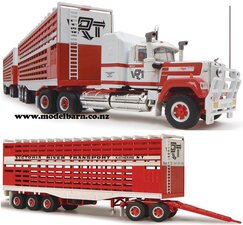 1/64 Mack Super-Liner Prime Mover with 3 Trailers Livestock Road Train "Victoria River Transport"-trucks-and-trailers-Model Barn