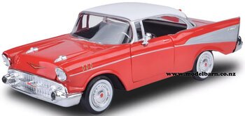 1/24 Chev Bel Air Coupe (1957, red & white)-chevrolet-and-gmc-Model Barn