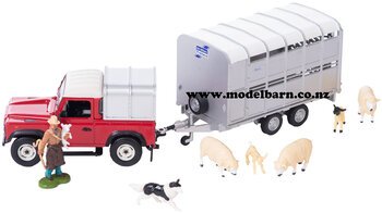 1/32 Land Rover Defender 90 & Ifor Williams Livestock Trailer Sheep Farmer Set-vehicles-Model Barn