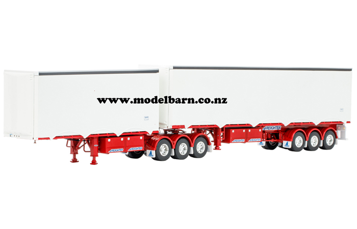1/50 Freighter Eziliner B-Double Trailer Set (white & red)
