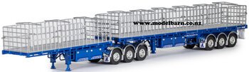 1/50 Freighter Flat Top B-Double Trailer Set (metallic blue)-trucks-and-trailers-Model Barn