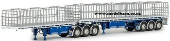 1/50 Freighter Flat Top B-Double Trailer Set (blue & white)-trucks-and-trailers-Model Barn
