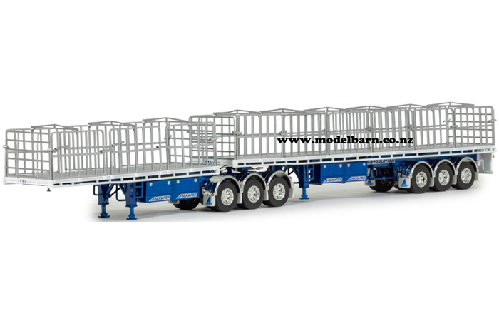 1/50 Freighter Flat Top B-Double Trailer Set (blue & white)
