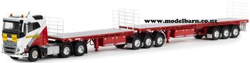 1/50 Volvo FH4 & Freighter Flat Top B-Double Trailer Set "Borger Cranes"-trucks-and-trailers-Model Barn