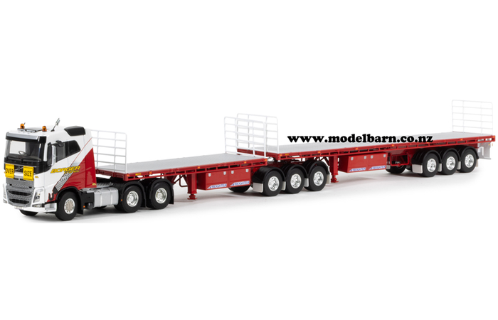 1/50 Volvo FH4 & Freighter Flat Top B-Double Trailer Set "Borger Cranes"