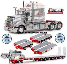 1/50 Mack Super-Liner III Prime Mover with Drake 2x8 Dolly & 12x8 Steerable Low Loader Combo "Bowers Heavy Haulage"-trucks-and-trailers-Model Barn