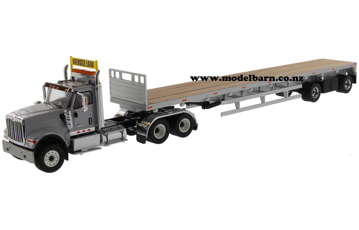1/50 International HX520 Prime Mover (grey) & 53' Semi Flat Deck Trailer
