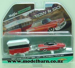 1/64 Chev Coupe (1957, red & black) with Alameda Caravan-chevrolet-and-gmc-Model Barn