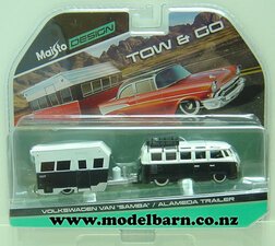 1/64 VW Samba Bus with Alameda Caravan (black & white)-volkswagen-Model Barn