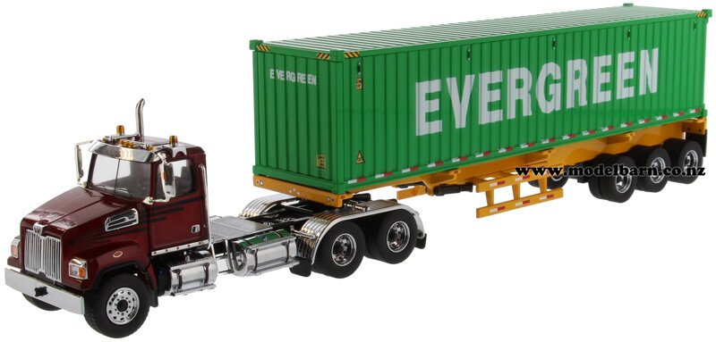 1/50 Western Star 4700 SB Prime Mover (red) with Semi Skeletal