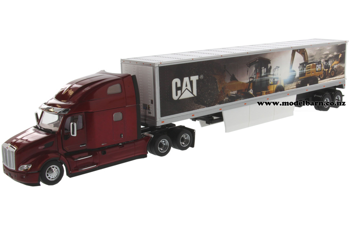 1/50 Peterbilt 579 Ultraloft Prime Mover with CAT Mural Semi Box Trailer