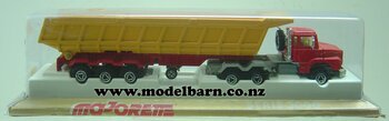 Scania 140 Super & Tipping Semi-Trailer (240mm, red & yellow)-scania-Model Barn