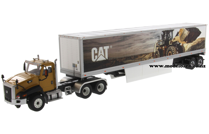 1/50 Caterpillar CT660 Prime Mover with CAT Mural Semi Box Trailer