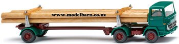 1/87 Mercedes LPS 1317 Prime Mover & Semi Log Trailer (green)-trucks-and-trailers-Model Barn