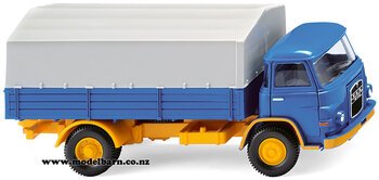 1/87 MAN 415 Covered Truck (blue, white & yellow)-trucks-and-trailers-Model Barn