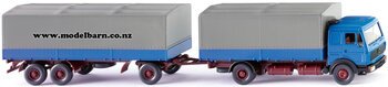 1/87 Mercedes NG Covered Truck & Trailer (Azure Blue)-trucks-and-trailers-Model Barn