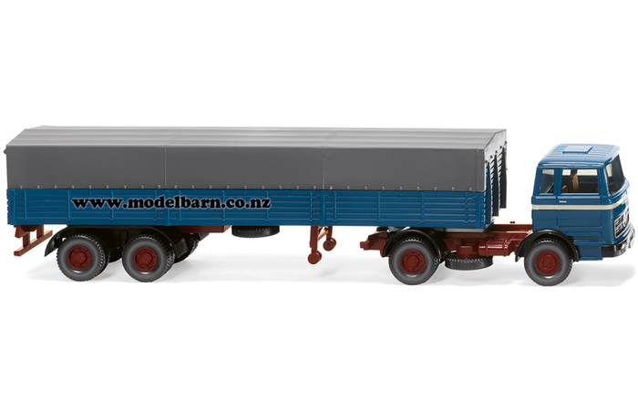 1/87 Mercedes Prime Mover & Semi Covered Trailer (Azure Blue)
