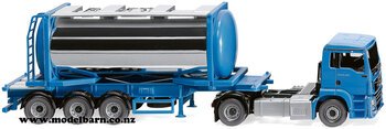 1/87 MAN TGS 18.400 Prime Mover & Semi Tank Container Trailer (Sky Blue)-trucks-and-trailers-Model Barn