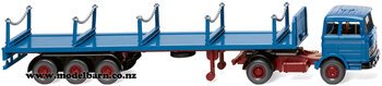 1/87 Mercedes Prime Mover & Semi Stanchion Trailer (Azure Blue)-trucks-and-trailers-Model Barn