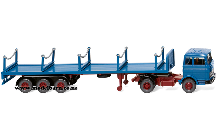 1/87 Mercedes Prime Mover & Semi Stanchion Trailer (Azure Blue)
