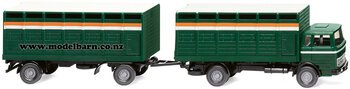 1/87 Mercedes 1620 Cattle Truck & Trailer (Mossgreen)-trucks-and-trailers-Model Barn