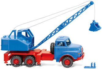 1/87 MAN Truck with Mounted Fuchs F301 Clamshell Excavator (Sky Blue)-trucks-and-trailers-Model Barn