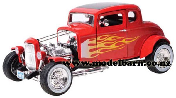 1/18 Ford 5-Window Coupe Hot Rod (1932, red with flames
