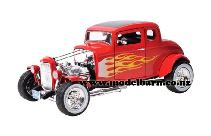 1/18 Ford 5-Window Coupe Hot Rod (1932, red with flames)
