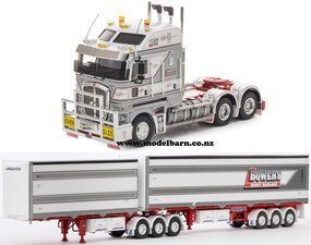 1/50 Kenworth K200 Prime Mover 2.8m & Freighter Eziliner B-Double Combo "Bowers"-trucks-and-trailers-Model Barn