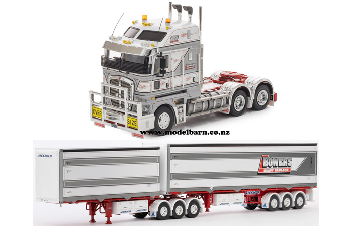 1/50 Kenworth K200 Prime Mover 2.8m & Freighter Eziliner B-Double Combo "Bowers"