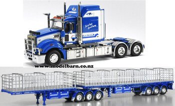 1/50 Mack Super-Liner III & Freighter Flat Top B-Double Combo "Mainfreight"-trucks-and-trailers-Model Barn