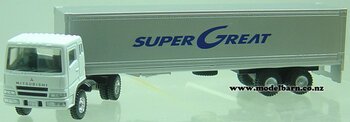 1/58 Mitsubishi Super Great Prime Mover & Semi Box Trailer (white & silver)-other-truck-brands-Model Barn
