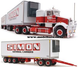 1/64 Kenworth SAR Prime Mover Truck with 3 Refer Road Train Trailers Set "Simon National Carriers"-trucks-and-trailers-Model Barn