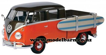 1/24 VW T1 Kombi Double Cab Surf Pick-Up (orange & brown)-volkswagen-Model Barn