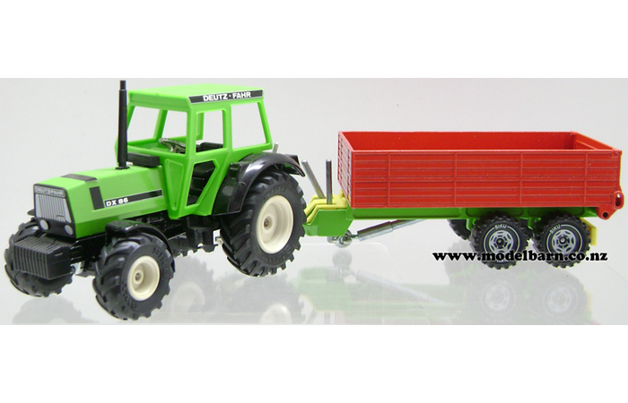 1/32 Deutz-Fahr DX 86 4WD with 2-Axle Tip Trailer (red & green)
