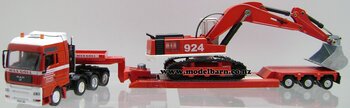 1/50 MAN with  Low Loader Trailer & Excavator (red & white) "Max Goll"-man-Model Barn