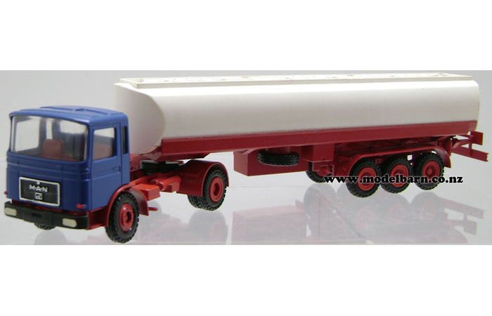 1/50 MAN 19.281FS Prime Mover & Semi Tanker Trailer (white, red & blue)