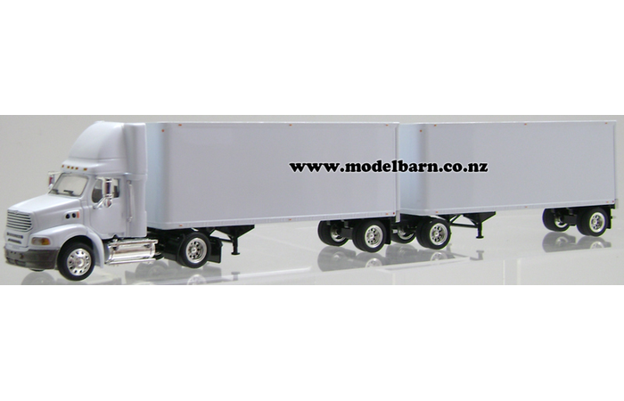 1/53 Sterling Prime Mover & 2 Semi Box Trailers (white, repaired)