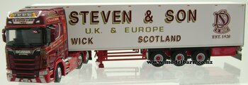 1/50 Scania S580 Prime Mover & Semi Refer Trailer "D Steven & Son"-scania-Model Barn