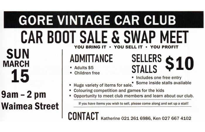 Gore Car Boot Sale & Swap Meet March 15 2026