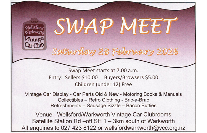 Wellsford/Warkworth Swap Meet February 28 2026