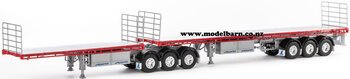 1/50 Freighter Flat Top B-Double Trailer Set (red & silver)-trucks-and-trailers-Model Barn