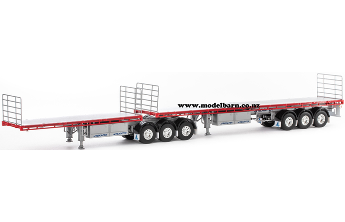1/50 Freighter Flat Top B-Double Trailer Set (red & silver)