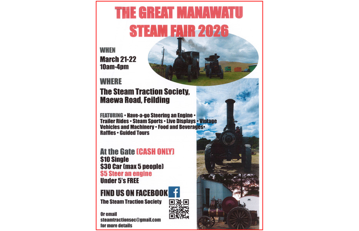 The Great Manawatu Steam Fair March 21 & 22  2026